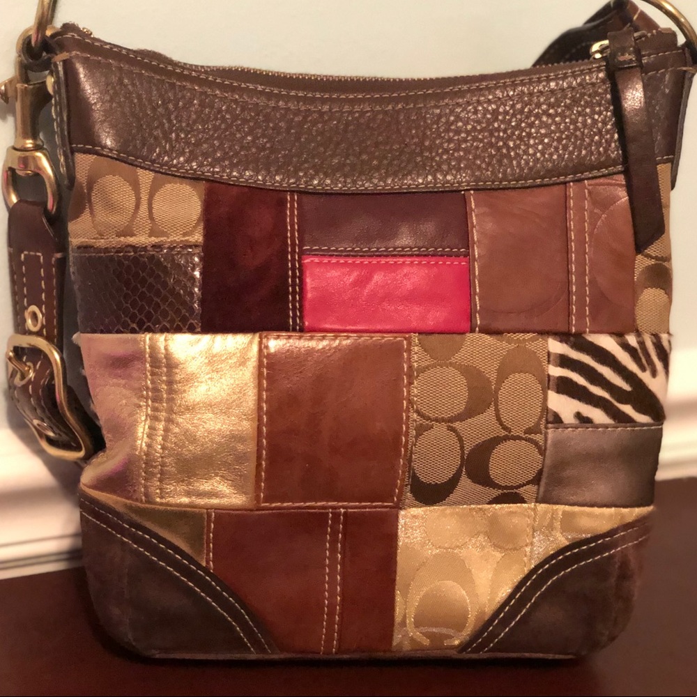 Coach Patchwork Crossbody Brown Leather - image 7